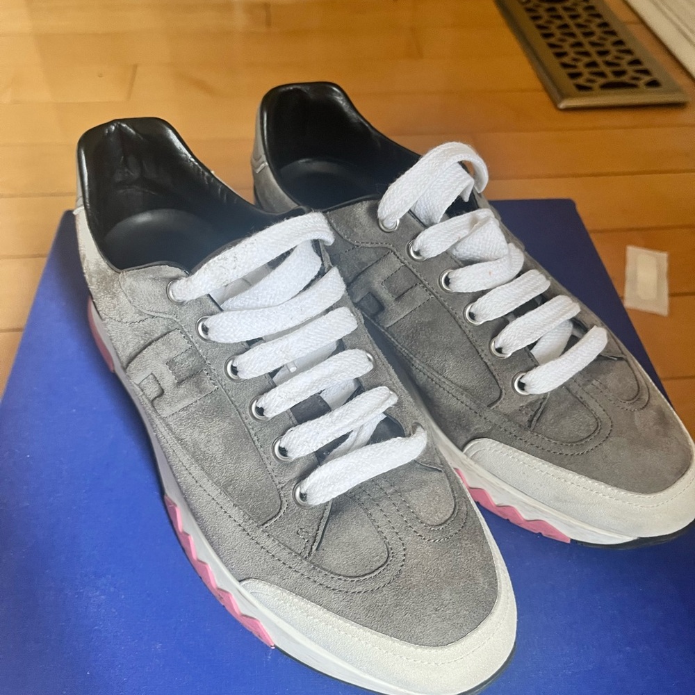 Hermes Trail Sneaker Grey Suede size 37.5 - Picture 5 of 8